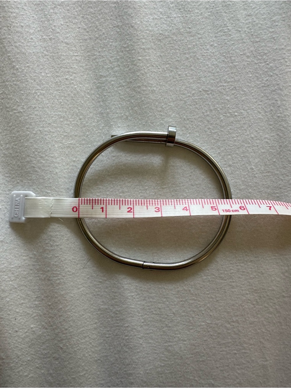 Stainless steel nail bangle. Small - Picture 3 of 4